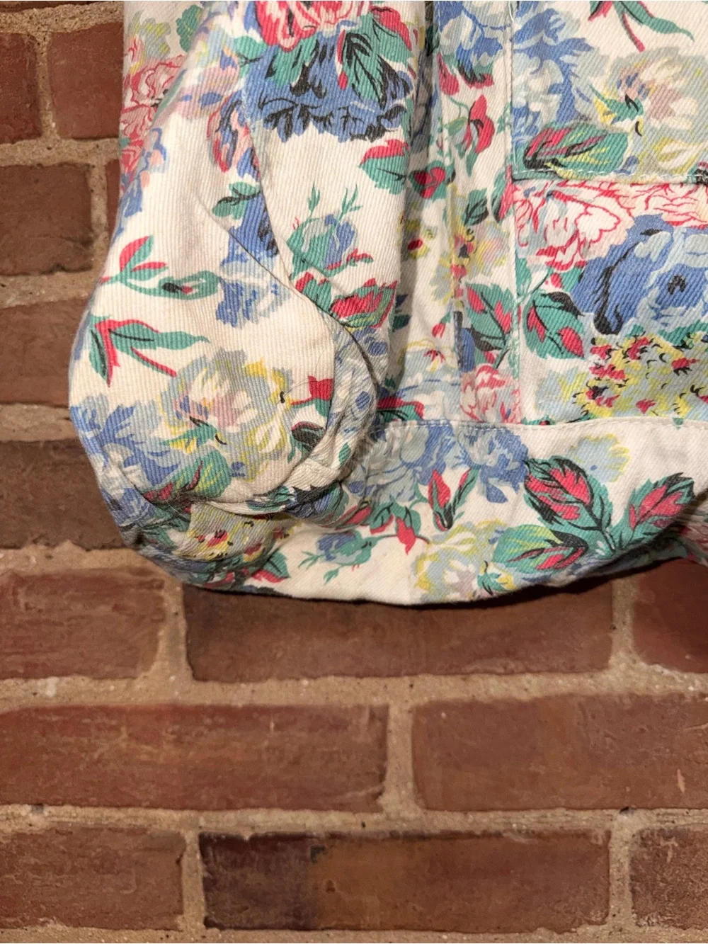 Shane Quilted Floral Tote Bag with Brown Handles Beach Storage Travel